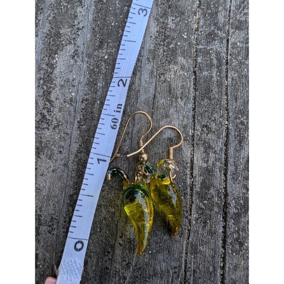 Vintage Chile Pepper Glass Earrings, Southwestern Jewelry - Picture 2 of 10